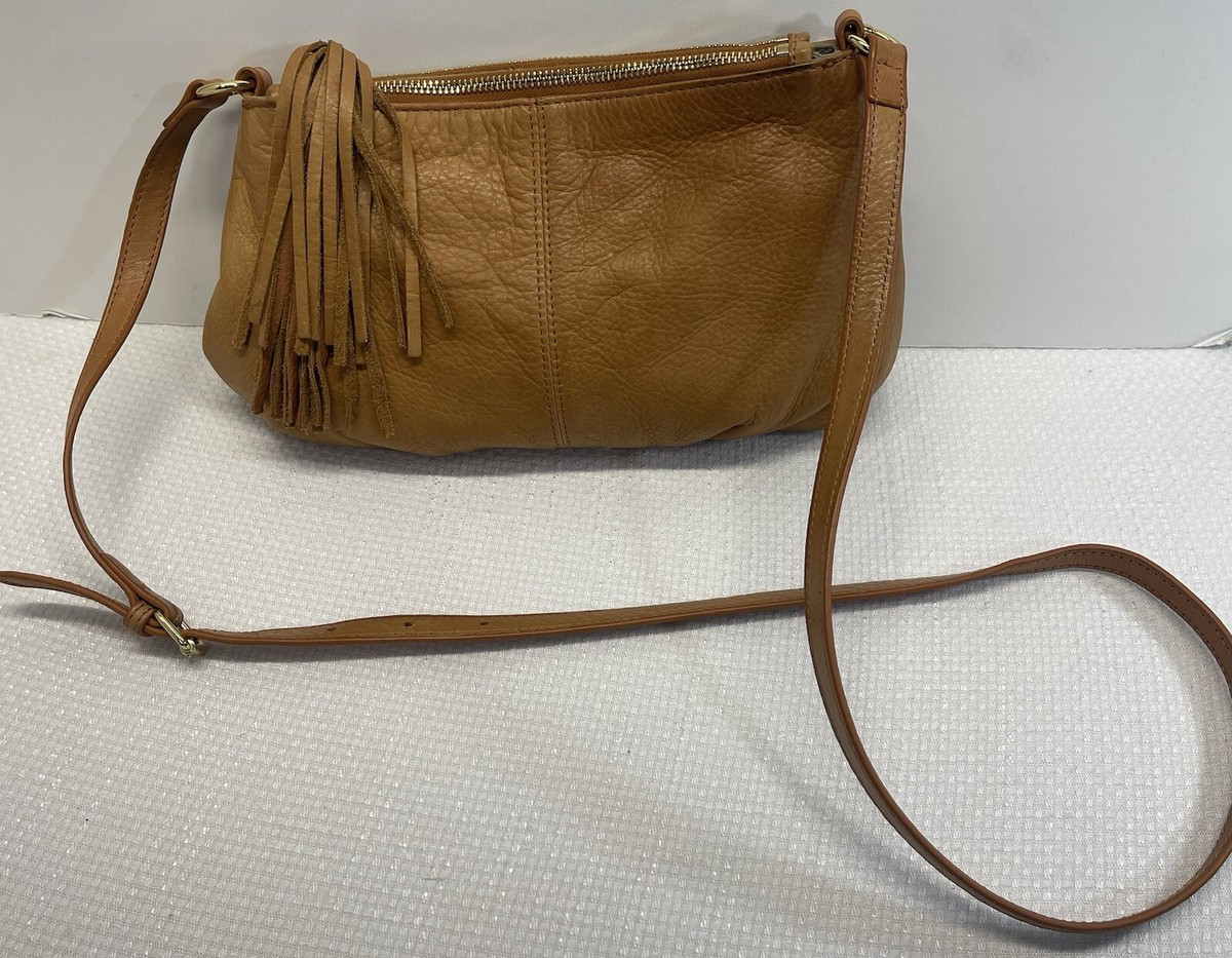Margot Leather Tan Brown Crossbody Purse Bag Adjustable Strap Dual