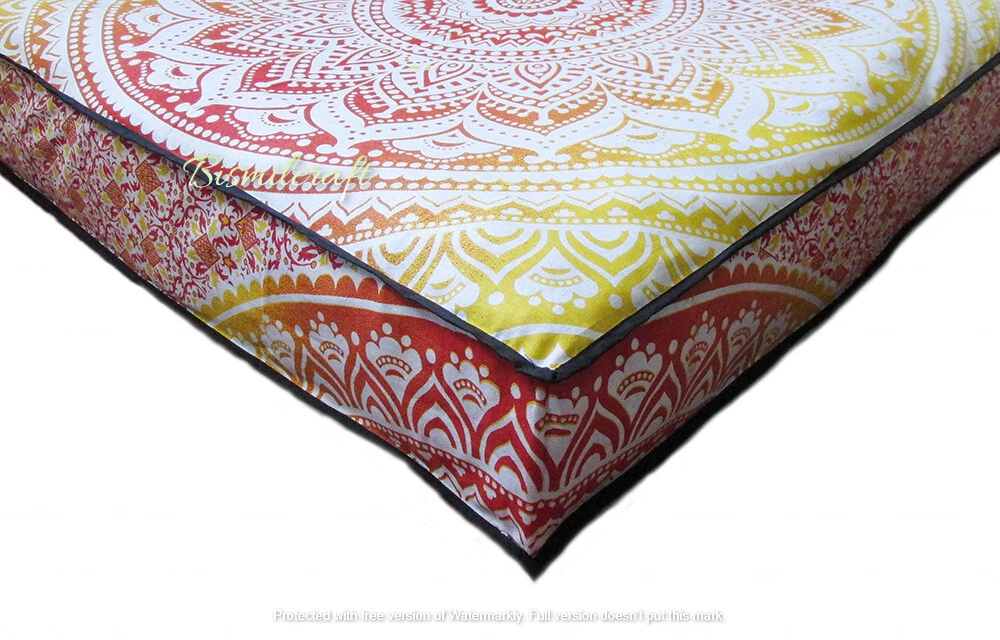 Large 32X32X6" Square Mandala Cushion Cover Floor Decorative Pillow Covers D9