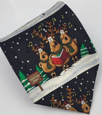 Yule Tie Greetings Silk Tie Christmas Novelty Black Green Necktie 59 x 3.75