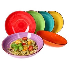 Uni bunt 6er Set Spaghetti-Teller tief 800ml 6 Pers. Sch&uuml;ssel Servier-Schale