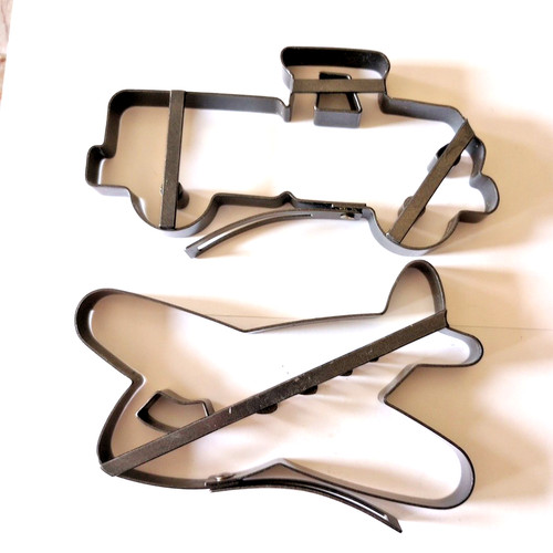 2 William Sonoma Pancake Molds Retro Airplane & Truck, folding handle, EUC