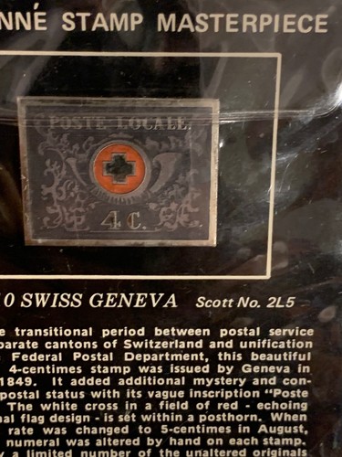 CLOISONNE STAMP MASTERPIECE BRONZE STAMPS CSM-10 SWISS GENEVA SCOTT No. 2L5 - Picture 3 of 4