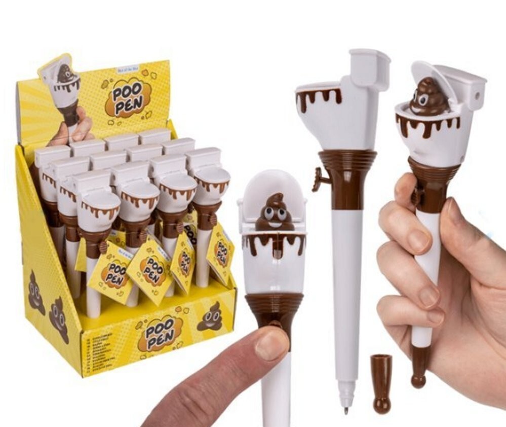 Nikolaus Wichtelgeschenk Witziger Kugelschreiber mit Kackhaufen in Toilette,NEU