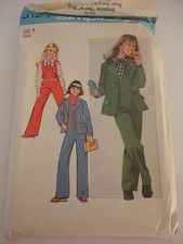 Vintage 1970s Girls Size 7 uncut Simplicity pattern jumpsuit blouse blazer 8124