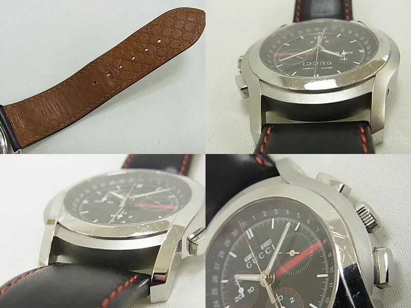 Montre analogique pour homme GUCCI triple calendrier YA055208 cadran noir quartz d'occasion