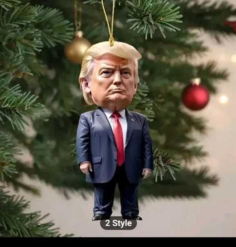 Trump-Inspired Acrylic Christmas Decor Hanging Ornament for Car Tree Pendant - Picture 5 of 6