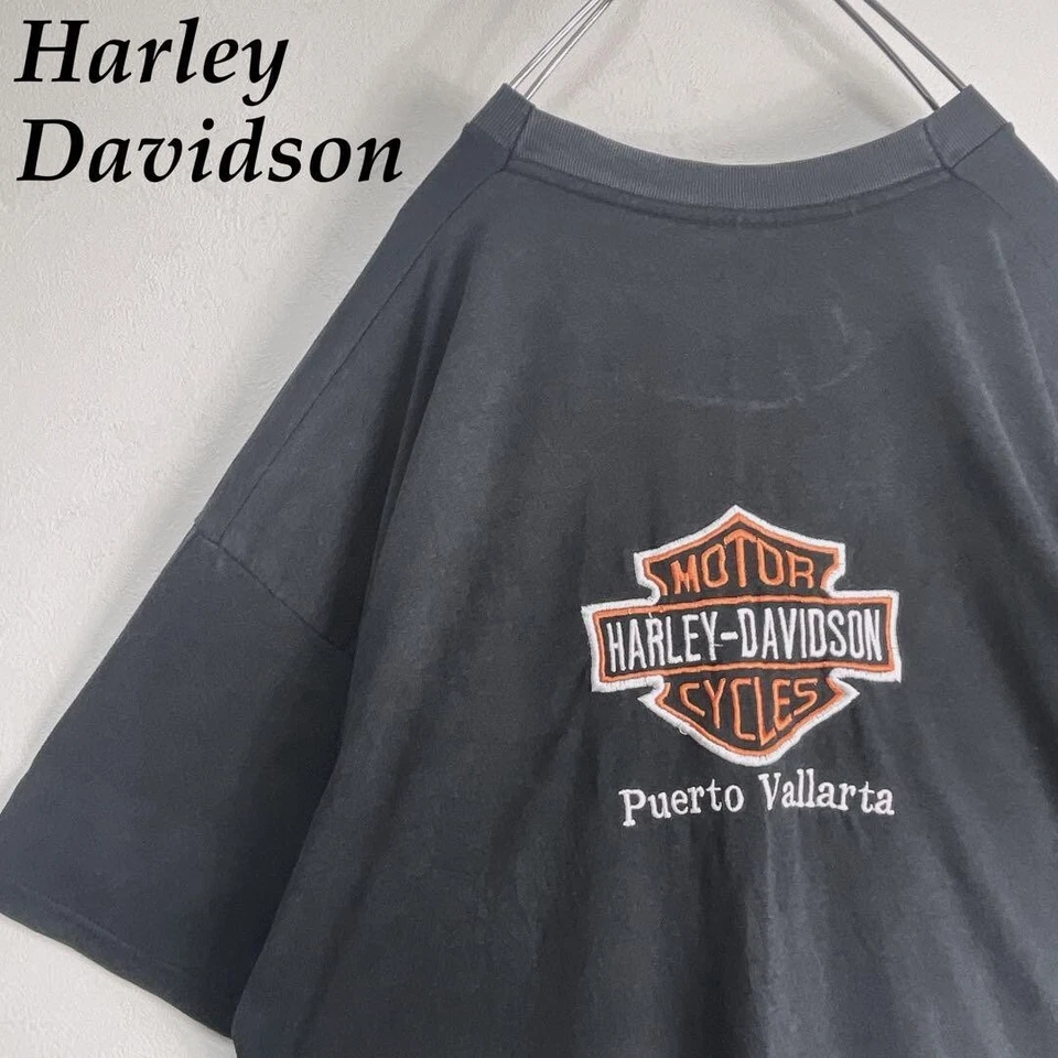 Harley-Davidson T-Shirt Broderie Logo Homme 2XL Coton Noir Mexique - Photo 2/4