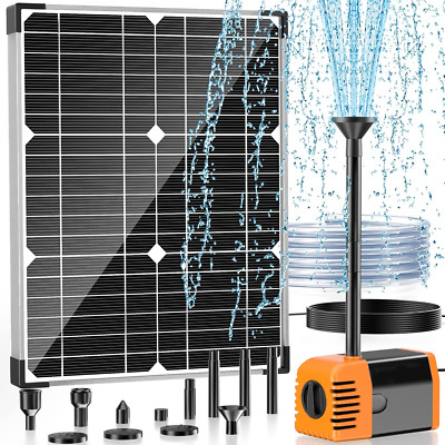 20W Solar Water Pump with 320GPH Flow, 7 Sprayers & 16.4Ft Cable