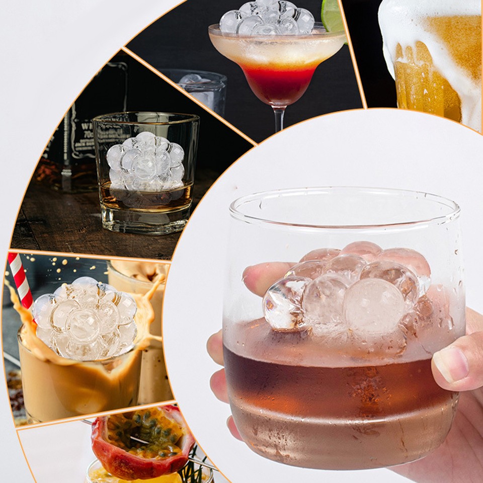 Ice Cube Maker Non Stick Diy 4 Grids Silicone Ice Ball Tray Mold Buckle