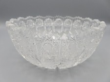 Hand Cut Queen Lace Czech Bohemian Crystal Bowl, Great Condition