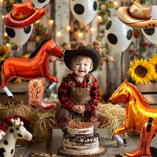 Western Horse Balloons Cowboy Party Decorations Balloons Cowgirl Birthday Show - Picture 3 of 8