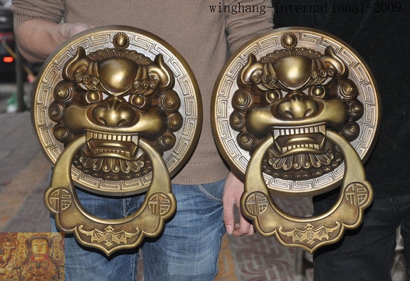 クロコダイルファーン＋ネザーランド＋チャイナビーン Old china palace bronze pixiu foo dog Weird beast Mask Door