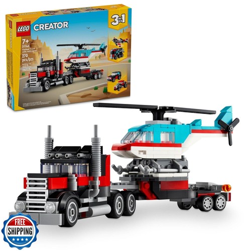 LEGO Creator 3 in 1 Flatbed Truck with Helicopter Toy, Transforms from Flatbe