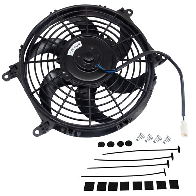 10'' 12V 90W Electric Radiator Fan Cooling Slim Push Pull Fan+Mounting Kit US