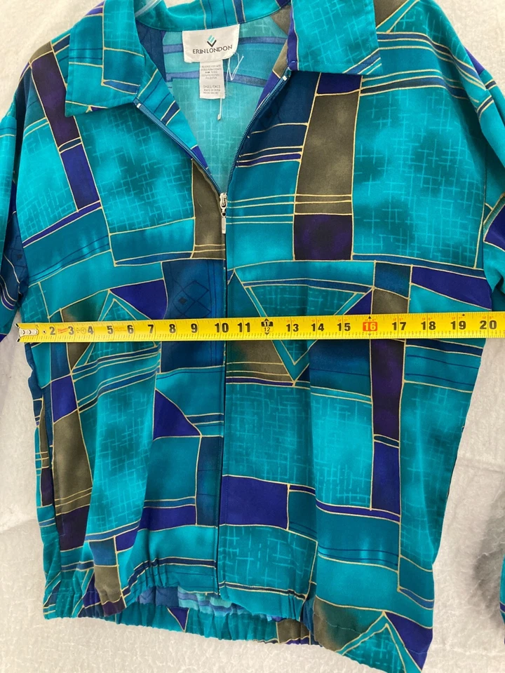 Chaqueta Erin London vintage años 90 pequeña cortavientos cremallera frontal camisa funky Foto 2 de 4