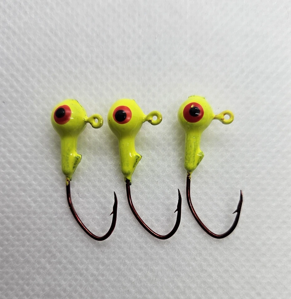 100 piezas - 1/16 OZ CABEZAS PLANTILLA BARBA #4 GANCHO HOZ ROJO PINTADO ¡TODOS LOS OJOS ABIERTOS! Foto 4 de 4