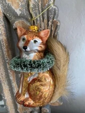 West Elm Pottery Barn Glass Fox Ornament NEW