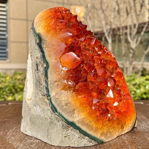 4.2LB - Orange Yellow Crystal Geode - Natural Decor - Healing Crystal Cave - Foto 3 di 17