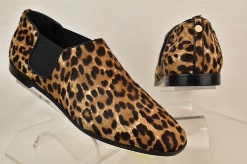 NIB JIMMY CHOO GLINT LEOPARD PRINT CALF HAIR LEATHER LOGO LOAFERS FLATS 40.5 - Picture 8 of 12