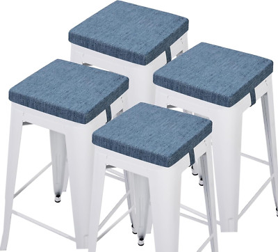 12X12 Inches Stool Cushion Square with Ties Set of 4, Non-Slip Bar