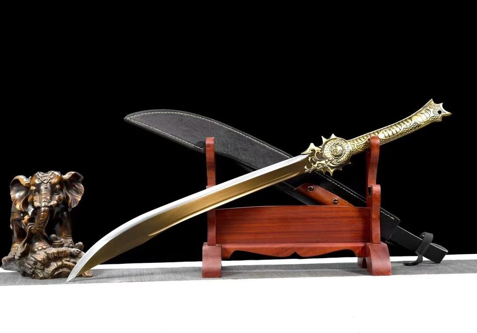 Hoja de espada fina Glaive WUSHU espada ranura manganeso borde de acero dragón DAO Foto 2 de 4