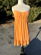 LOFT Dress Orange Medium Ruffle Hem Shift V-Neck Sleeveless Adjustable Straps