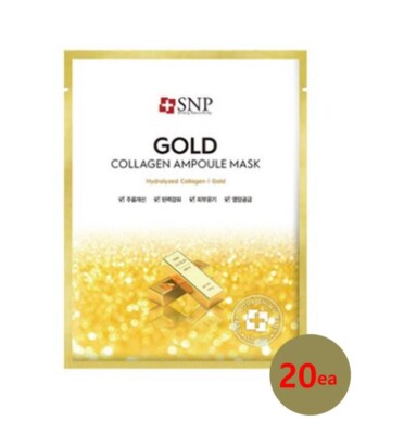 SNP Gold Collagen Ampulle Mask 25ml 20ea - 24k Gold Cellulose Sheet K-Beauty