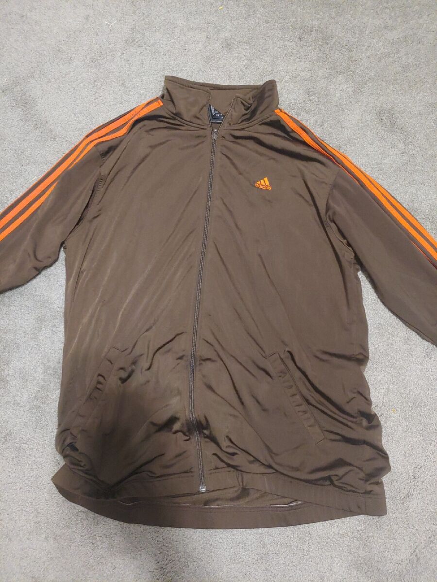 Men's Vintage Adidas Trefoil Brown Orange Track Jacket Size Men's Vintage Adidas Trefoil Brown Orange Track Jacket Size