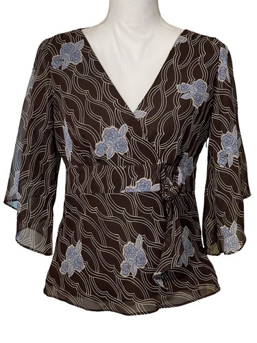 Ann Taylor LOFT Petites braun Blumenmuster seitlicher Reißverschluss gefüttert Top Damengröße 6P