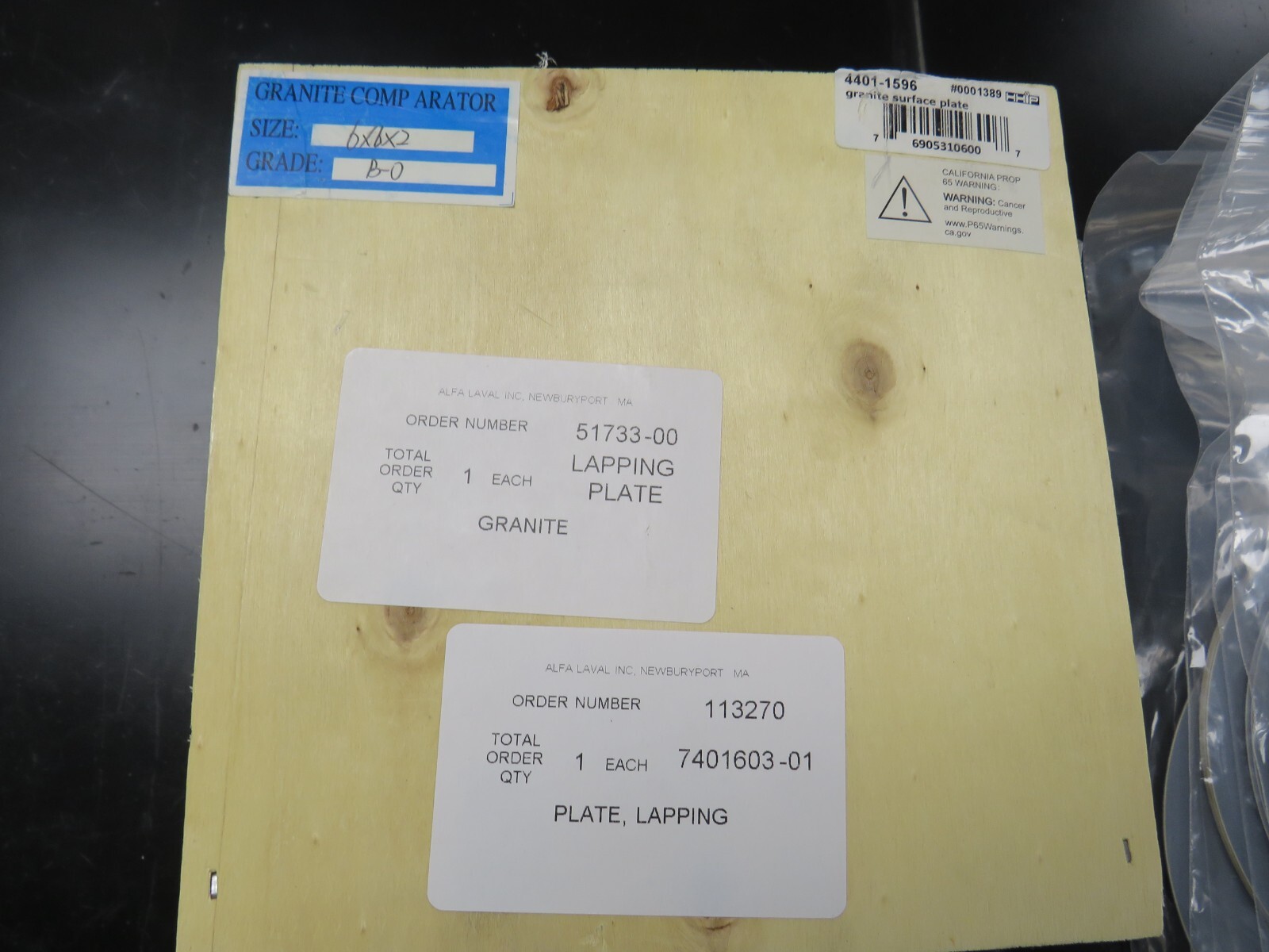 6"x6"x2" Grade B Granite Surface Plate - 50 pcs of Lapping Film