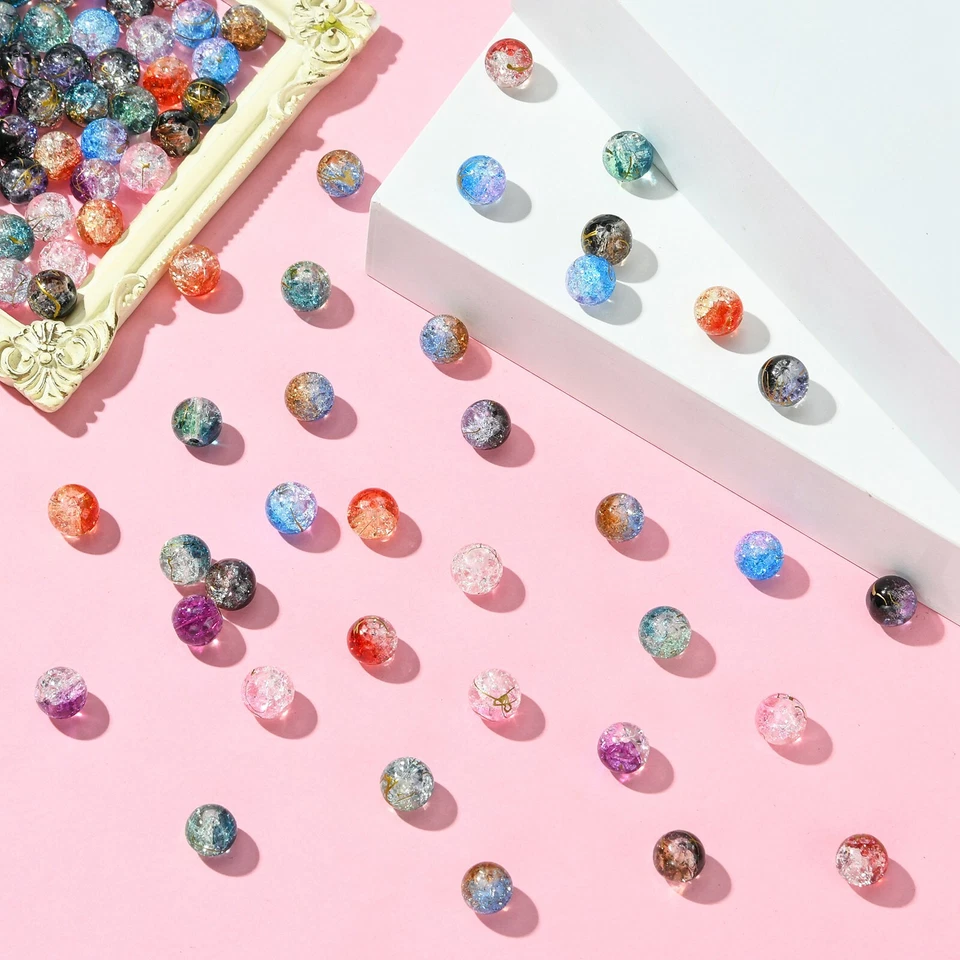 200x Cuentas espaciadoras sueltas redondas de vidrio para hacer joyas artesanales hágalo usted mismo Foto 3 de 4