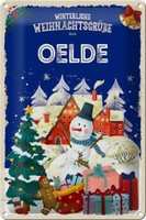 Blechschild WeihnachtsgrüßE Oelde Geschenk Fest Deko Schild Tin Sign 20X30 Cm