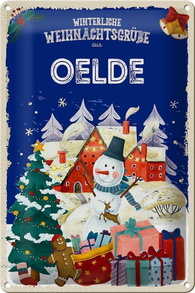 Blechschild WeihnachtsgrüßE Oelde Geschenk Fest Deko Schild Tin Sign 20X30 Cm-image