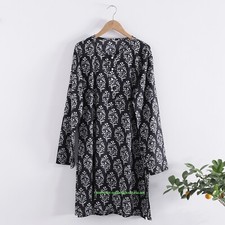 Casual Black Floral Fit  Flare Mini Dress A-Line Cotton Summer Dress