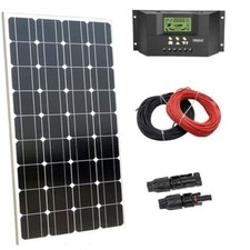 KIT 100W PANNELLO ENERGIA SOLARE FOTOVOLTAICO REGOLATORE CARICA 30A CAMPER CAVO