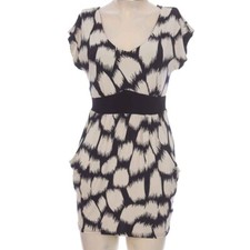 Forever 21 Stretch Abstract Ikat Print Mini Dress Black Beige Medium 8 - 10