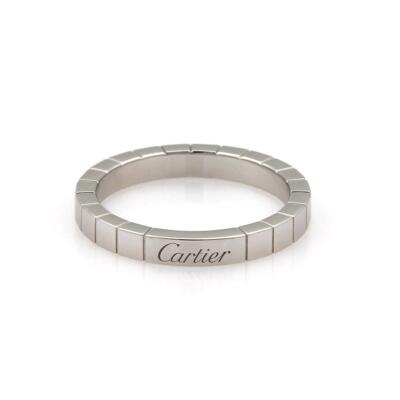 Cartier Lanieres 18 Karat Weißgold 3 mm breiter Bandring Größe 50 Auflösung