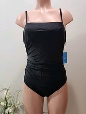 NWT Cupshe Womens One Piece Swimsuit Size Medium Black Ruched Sides