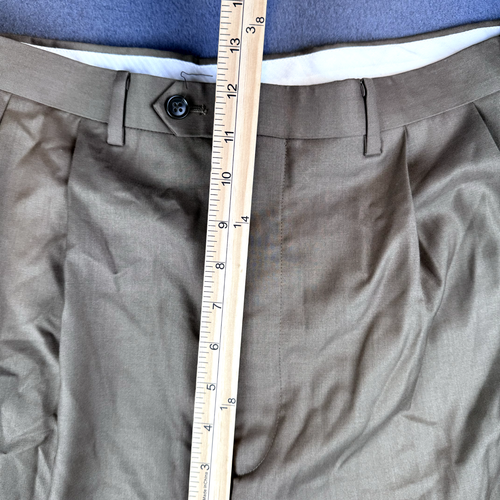 Vintage Polo Ralph Lauren Pants Mens 36x32 Beige Pleated Trousers Polyester 90s - Picture 7 of 11