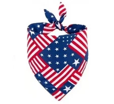 American USA Patriotic Flag Pet/Dog Adjustable Bandanas (2 Pack or 4 Pack )