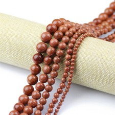 Natural Gold Sand Stone 4/6/8/10/12MM Round Ball Loose bead 15.5"