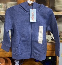 Boys NWT Cat  Jack Navy Blue Long Sleeve Full Zip Hooded Sweatshirt Size 2T