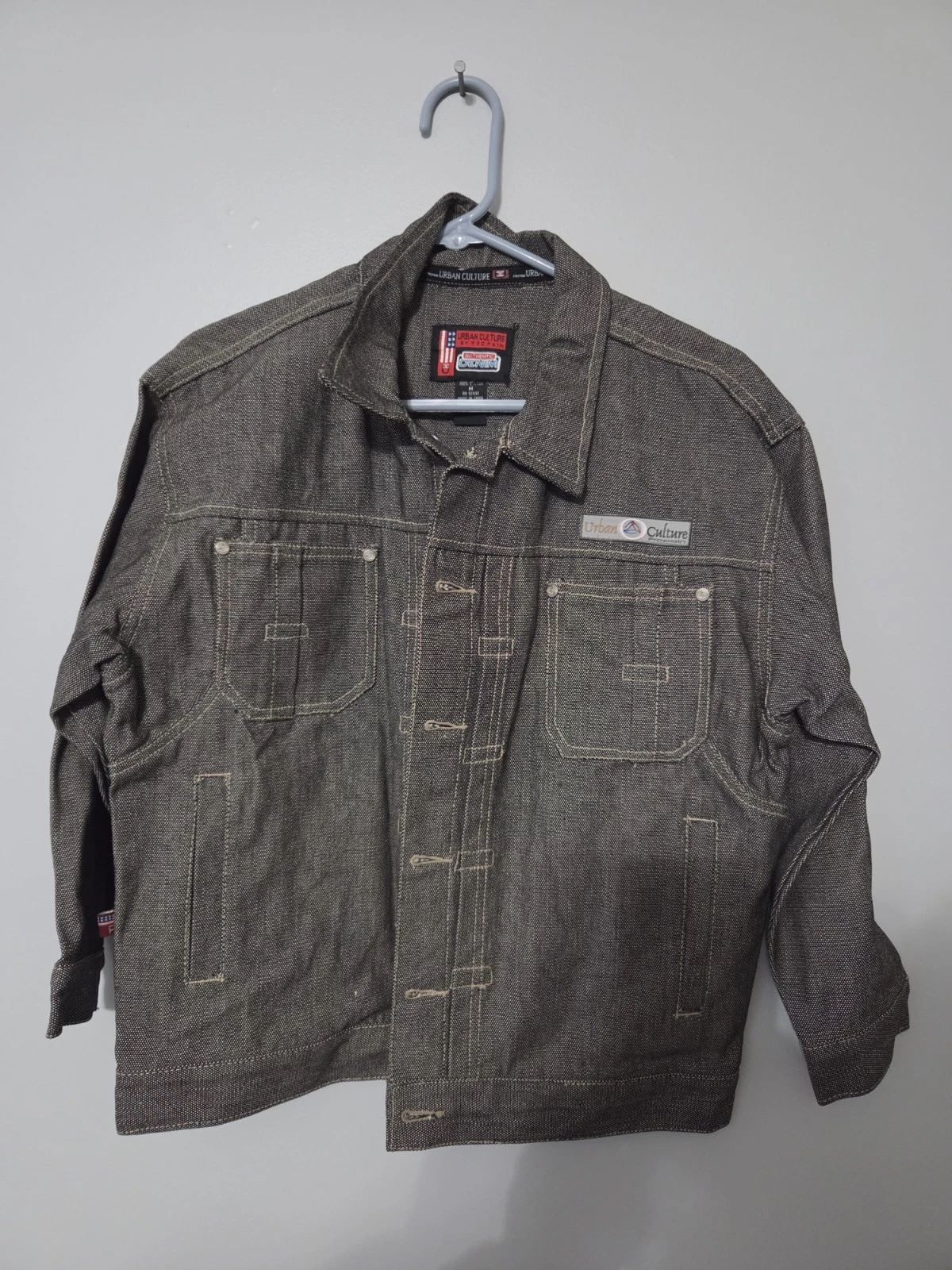 Propain Urban Culture  Mens  Black Denim Front Button Jacket Cotton Longsleeve M image 1