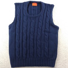 VTG 70s Sears Kings RoadSweater Vest Blue Cable Knit Men's L