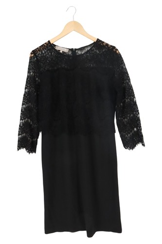 Superbe Robe Noire Midi En Dentelle, Dos Nu, Parfaite Pour Soirée Ou Cocktail