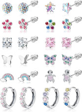 Hypoallergenic Surgical Stainless Steel Earrings for Girls Kids Women - 12 Pair