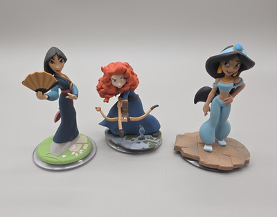 Disney Princess Figurine Set of 3 Mulan Merida Jasmine 4'' Height
