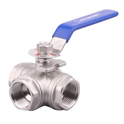 3-Way Ball Valve, T Mounting Pad, Stainless Steel 304 Female Type for Water, ...