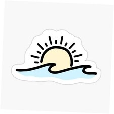 Sun  Wave Beach Sticker Decal Car Window,Bumper,Laptop,Water Bottle