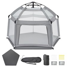 Portable Baby Playpen with Inflatable Mattress  Sunshade,Outdoor Baby Plaype...